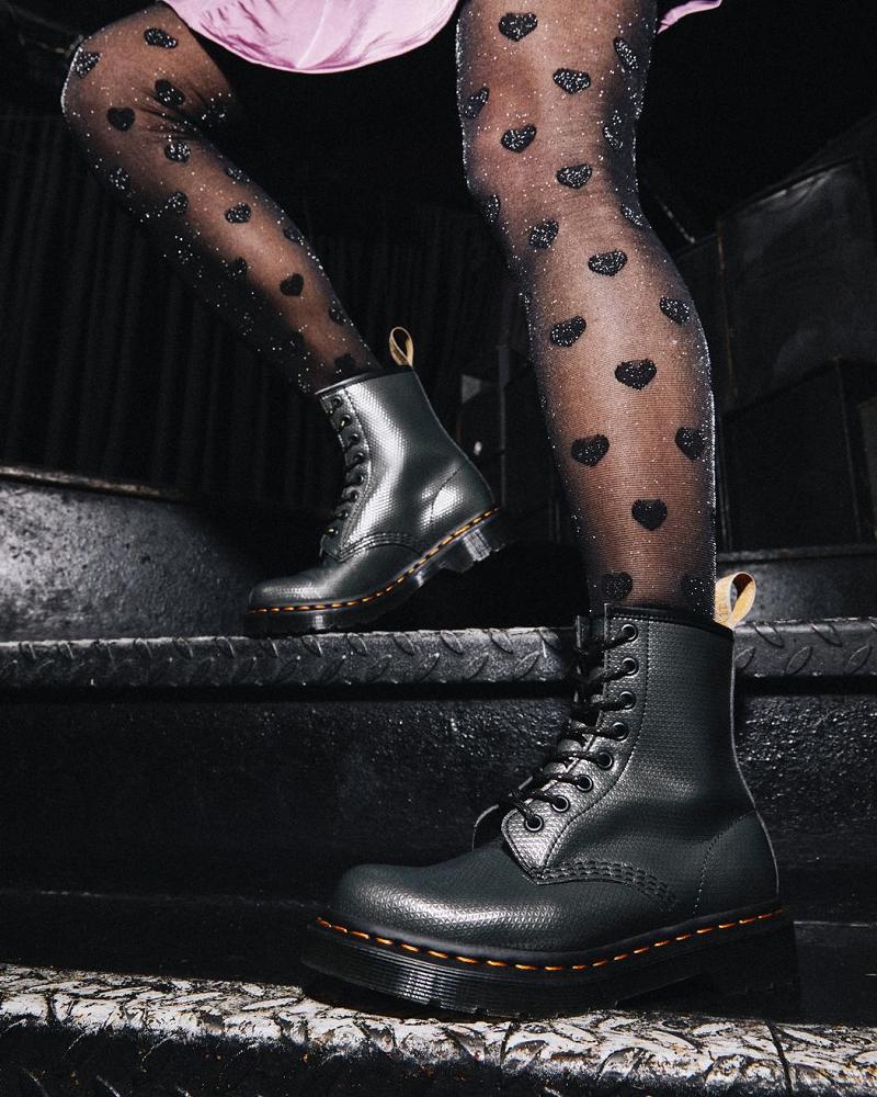 Dr Martens Vegan 1460 Metallic Emboss Snørestøvler Dame Grå | DK 224VRW